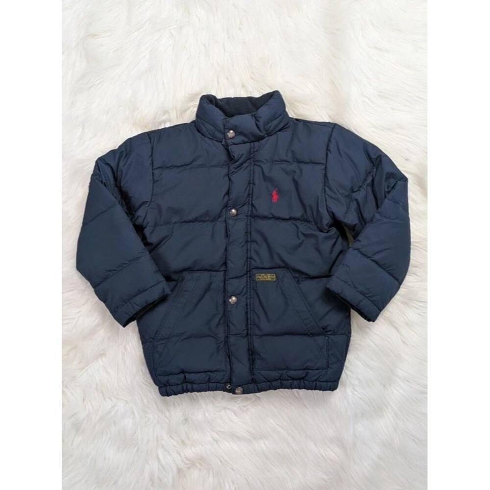 Polo Ralph Lauren Kids Puffer Jacket Navy Blue Size 4T Boys Red Pony Coat